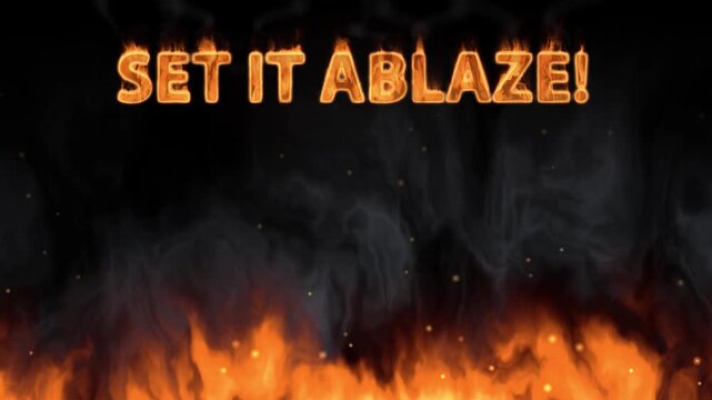 Cinematic Fire and Smoke Animation with Burning Text on Black Background
