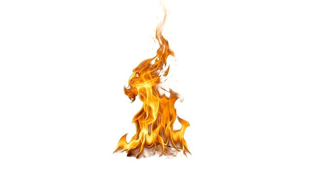 Vibrant isolated orange fire flame element for design.