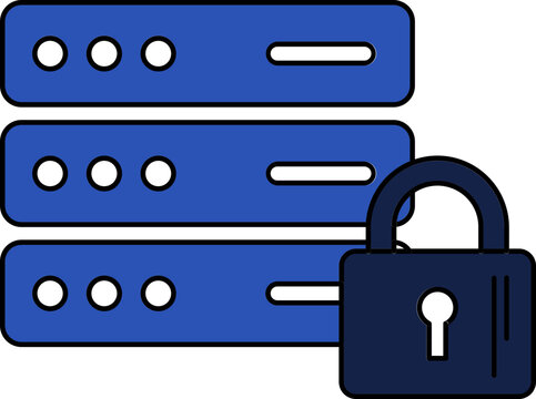 Secure Server Rack with Padlock Vector Icon for Cyber Security Data Protection and Hosting Concept