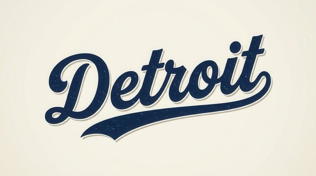 Vintage Detroit script font text representing city pride and sports teams as a graphic design element.