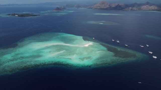 Aerial View of Mauwan Island Near Kelor Island in Labuan Bajo, Indonesia