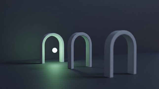 Cybersecurity Multi-Factor Authentication Concept Sequential Archway Gates Green Light 3D
