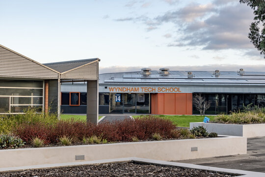 Entrance of Wyndham Tech School situated on the Victoria University Werribee Campus in Melbourne Australia.