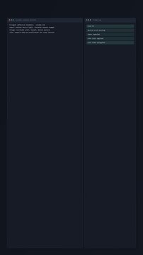 Security operations interface animation showing telemetry triage, defensive rule application, redacted logs and mitigated case status. Vertical.
