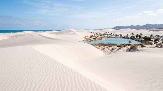 White Sand Dunes Under Soft Sunlight