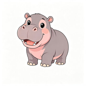 Cute smiling hippopotamus for children's education.