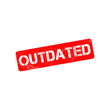 Red outdated rubber stamp on white background, grunge textured outdated ink stamp, obsolete and expired document concept