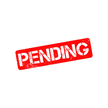 Red pending rubber stamp on white background, grunge style pending ink stamp icon, business approval status concept