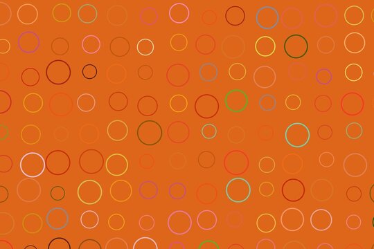Colorful circles on orange background for design or art