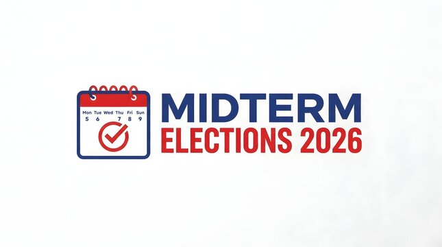 Midterm elections 2026 calendar icon isolated on white background