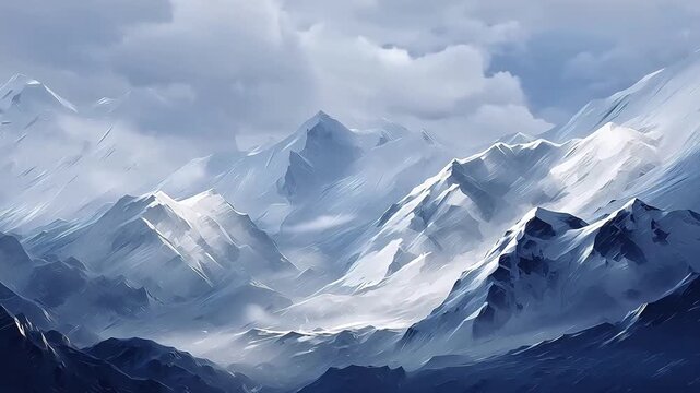 Endless snow capped mountains landscape abstract background