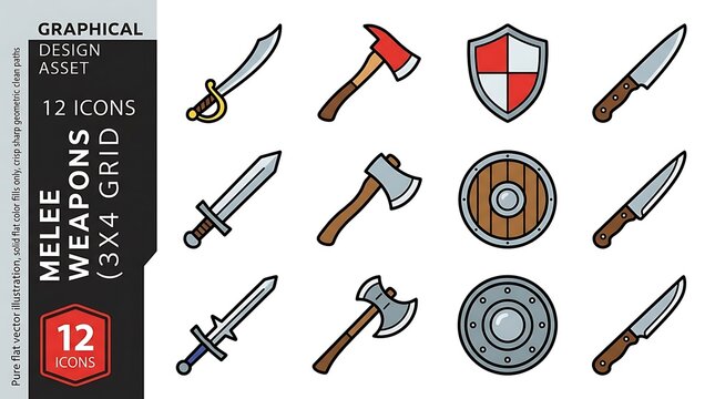 Pixel Art Collection Of Medieval Melee Weapons And Shields For Games