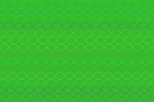 Green background with white geometric looping pattern