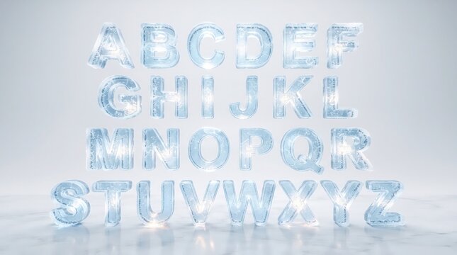 3d ice frosted alphabet letters abc to z