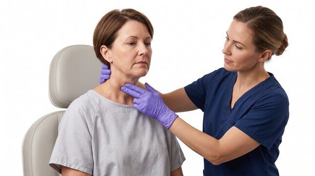 Adult Patient with Enlarged Cervical Lymph Node During Neck Examination