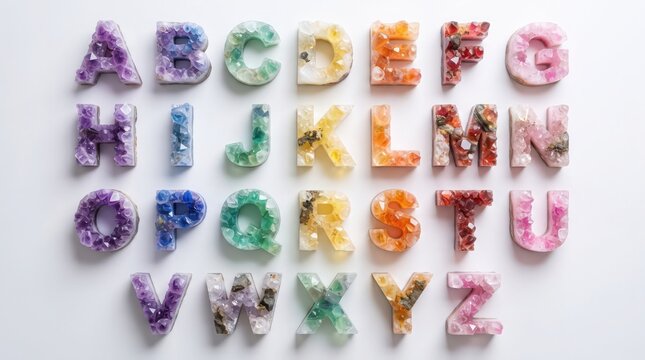 Colorful abstract floral alphabet letters