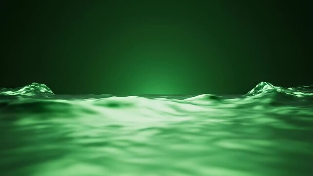 A closeup of agitated translucent green liquid with wavelike ripples