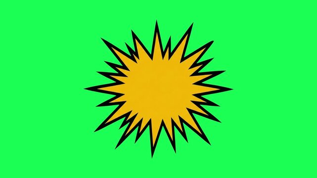 Yellow comic book explosion shape on a bright green background