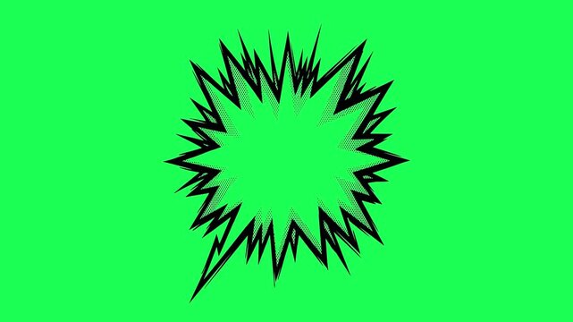Comic book style speech bubble with halftone pattern on green background