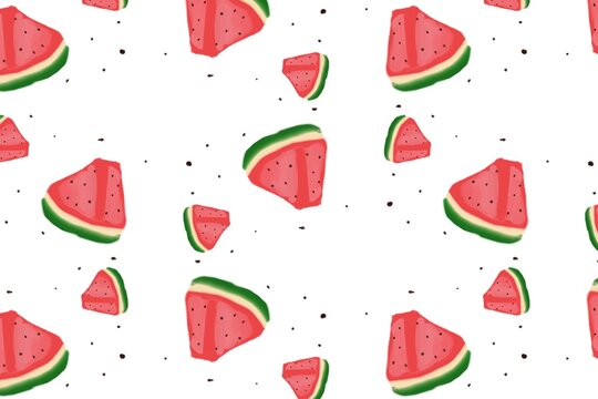 Seamless pattern of  watermelon slice illustration