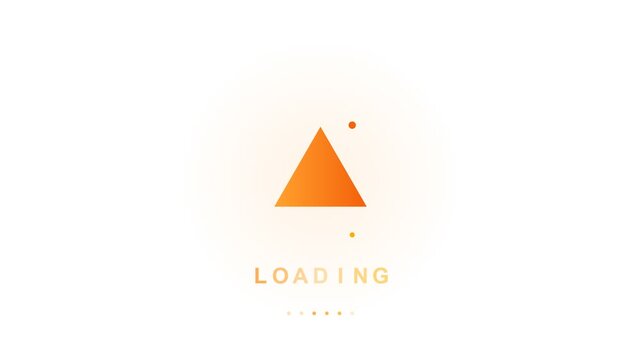 Orange shape morphing loading animation video. Geometric transition preloader indicator with text and dots for website interface motion graphics