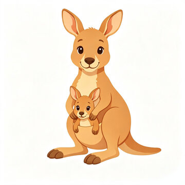 Mother kangaroo with baby in pouch vector

