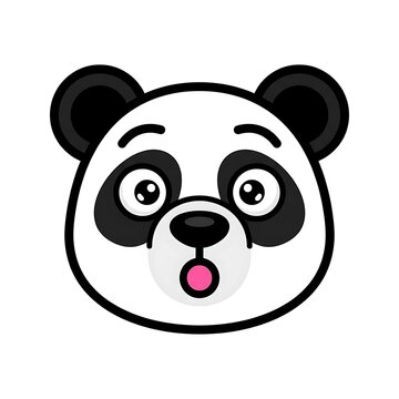 Surprised Panda Face Emoji with Big Round Eyes and Open Mouth