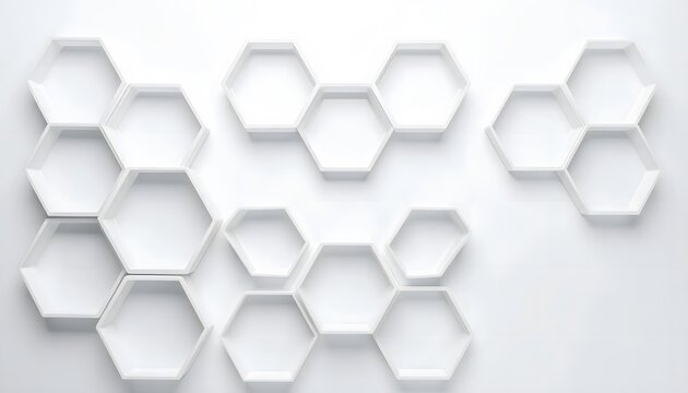 White Honeycomb Pattern Design on Gray Background.