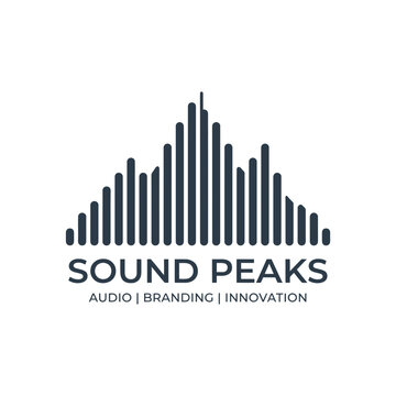 Sound wave mountain vector illustration representing audio branding and digital innovation for music production company logo