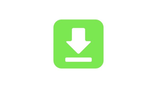 Modern green square icon featuring a white downward arrow over a line, clearly signifying data download, file acquisition, and digital content transfer functionality