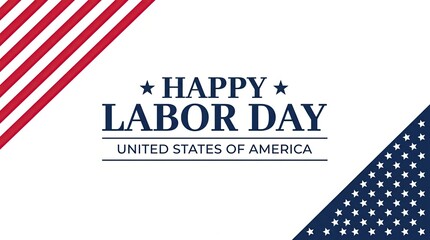 Fototapeta premium Happy labor day greeting card design with american flag pattern elements on a clean white background