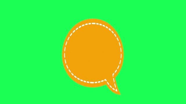 Orange speech bubble icon isolated on a green screen background
