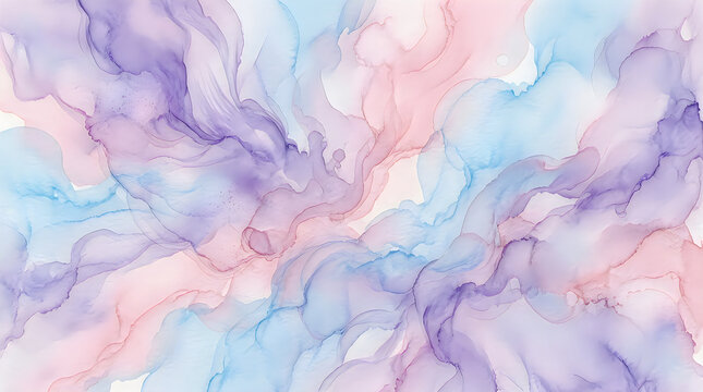 Abstract alcohol ink background with soft pink blue and purple flowing liquid paint colors