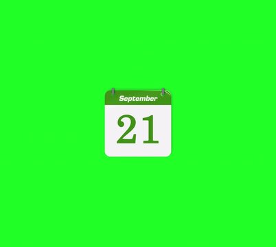 Flip date 21 to 22 September daily calendar page icon isolated