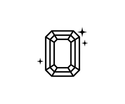 Emerald Cut Diamond Gemstone Vector Icon