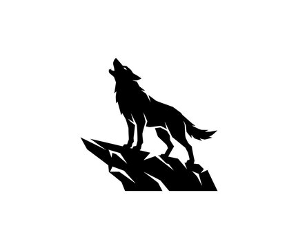 Howling Wolf Silhouette Nature Animal Vector Icon