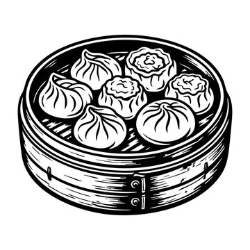 Dim sum vector silhouette
