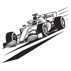Fototapeta premium Formula one race car in motion sketch illustration