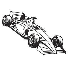 Fototapeta premium Monochrome formula one race car sketch on dark background