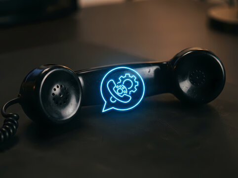 Telephone Handset with Support Icon