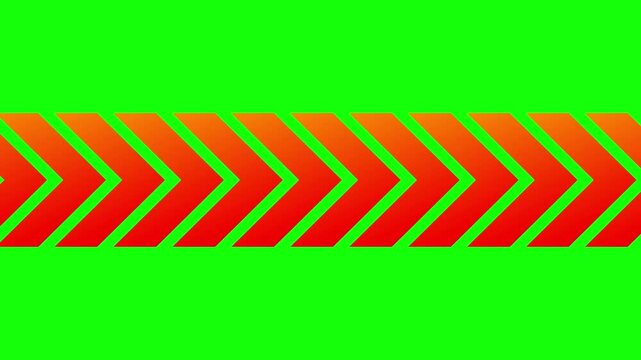Orange red arrow pattern moving against solid green background