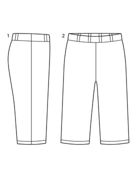 straight leg cotton slacks front and side view flat sketch vector illustration technical cad drawing template transparent background