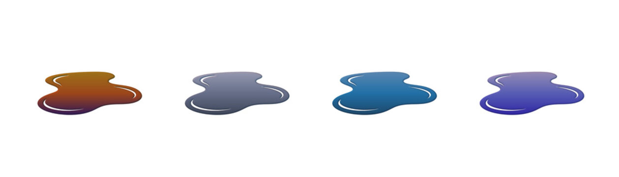 Liquid puddle set with gradient colors isolated on a white background