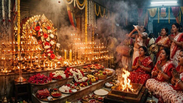 Sandhi Puja Transition Ritual &ndash; Sacred Ashtami Navami Worship
