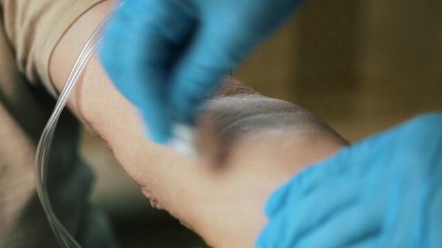 Disinfecting Patient Arm Before IV Catheter Insertion
