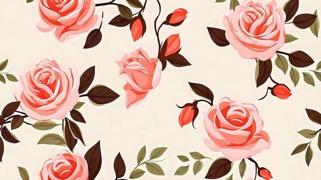 Digital painting of ink roses print pattern flower abstract  background