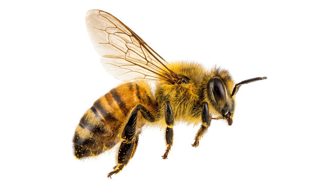 Macro Honeybee Flying Insect Isolated Element Cutout PNG Graphic for Beekeeping and Nature Projects