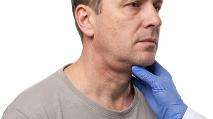 Fototapeta premium Adult Patient with Submandibular Gland Neck Swelling During Surgical Assessment