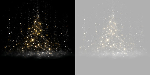 Golden glitter burst and light trails on transparent background. Sparkling particle cone and magic dust effect for holiday background © Серёга Гончаренко