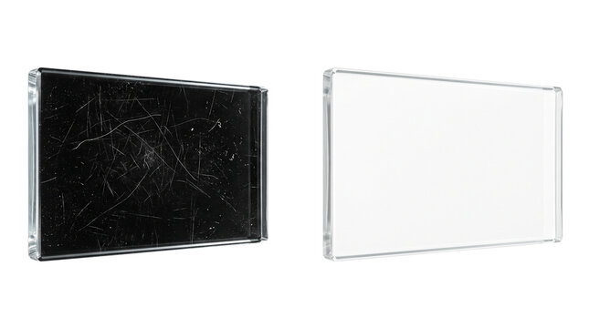 Scratched and Clean Glass Plate Overlay Cutout isolated transparent PNG, Acrylic Screen Protector Mockup Element set for Graphic Design